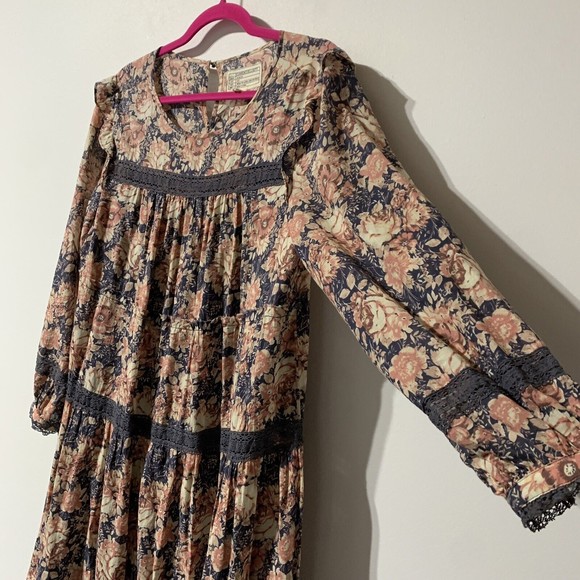 Current Elliot Maxi Dress Size 1 Women’s S Floral Long Sleeve Crochet Lace - Picture 7 of 12